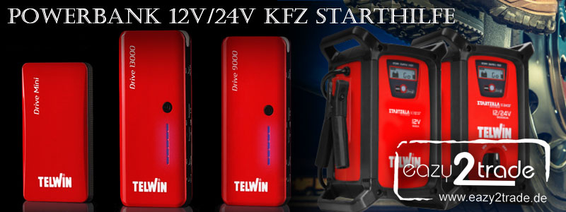 Powerbank Starthilfe Jumpstarter 12V, 24V Volt Kfz Batterie