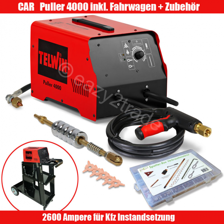 Car Puller 4000 Telwin Ausbeuler | 2600A | inkl. Fahrwagen u. Zubehör Box