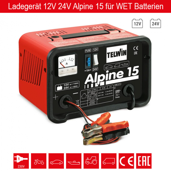 12V-24V Batterieladegerät Kfz TELWIN Alpine 15 jetzt hier!