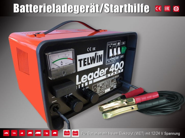 Batterieladegerät mit Starthilfe Ladegerät 12V/24V Kfz
