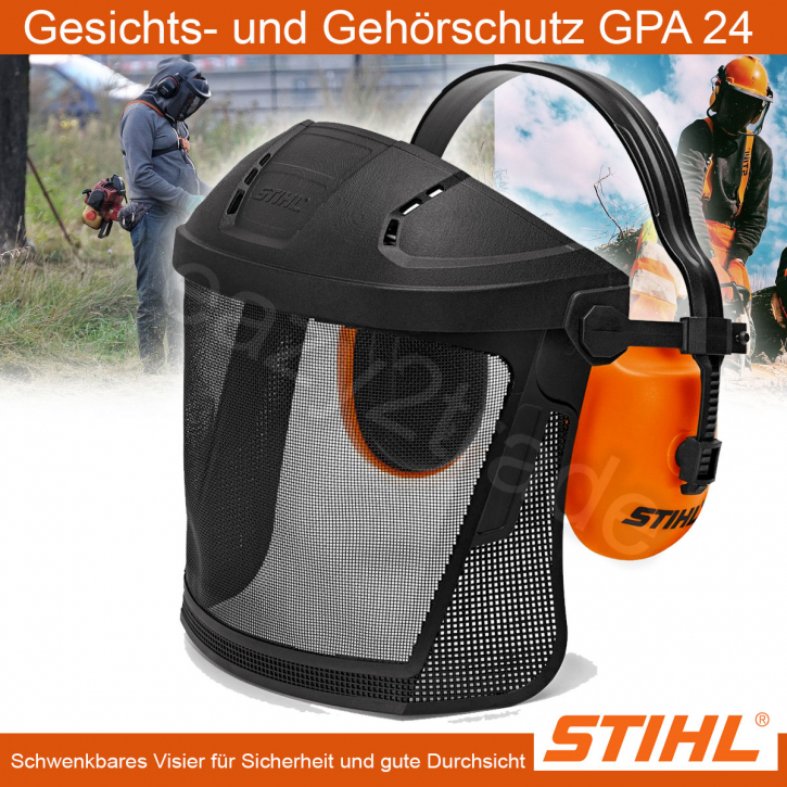 Gesichtsschutz Freischneider Visier inkl. Gehörschutz |  auch für Motorsense, Kettensäge etc. | GPA24 Stihl