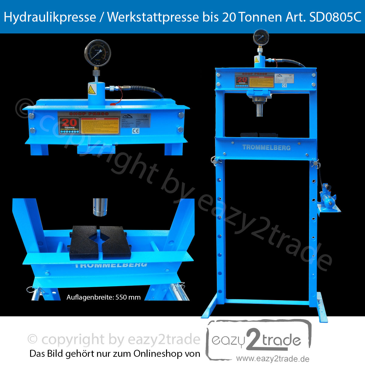 Werkstattpresse Hydraulikpresse bis Trommelberg | 20t