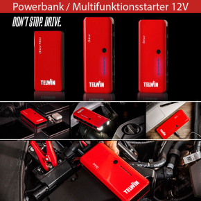 Drive 1500 Starthilfe 12V | 2 USB Ausgänge | inkl. Startkabel | Beleuchtung