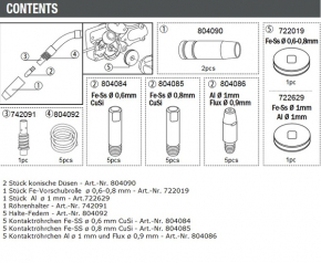 Verschleißteile 25tlg. für Mig/Mag Brenner MT15, TW160/180