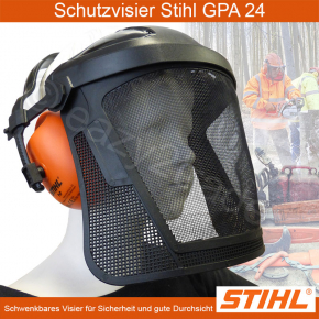 Gesichtsschutz für Freischneider | Schutzvisier Motorsense, Kettensäge etc. | Visier Forsthelm | GPA 24 Stihl inkl. Gehörschutz