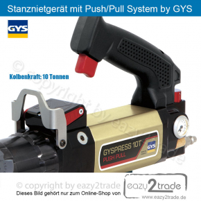 Stanznietgerät 10 Tonnen Kolbenkraft pneumatisch Druckluft | Rückzug-System Push Pull | für Karosserie-Reparatur