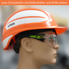 Schutzhelm uvex pheos IES orange + Brille pheos Reflektoren, Belüftung | Gr. 55-61 | Norm EN 397